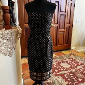 Banana Republic Black Strapless Geometric Sheath Dress Size M